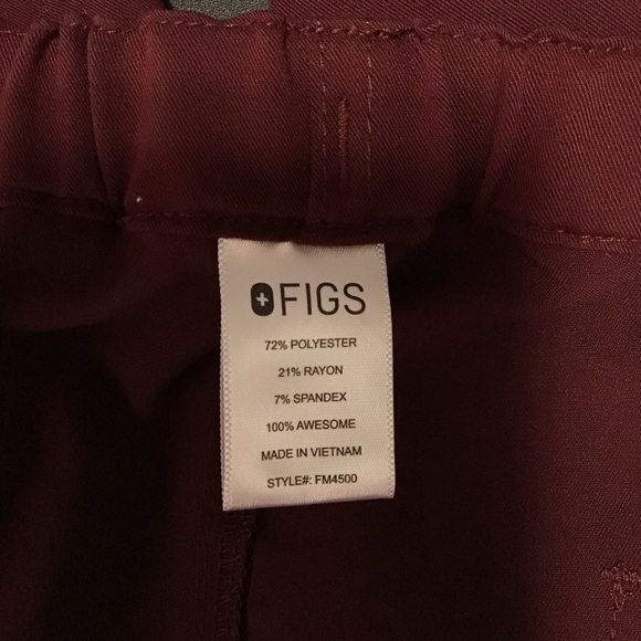 Figs Pisco Basic Scrub Pants in Burgundy Size Medium. - Picture 9 of 10